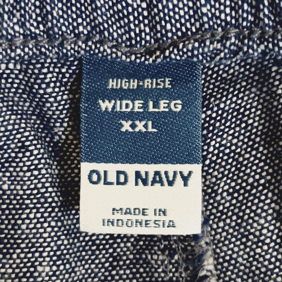 Old Navy Women's Chambray Blue High-Rise Linen Blend Wide Leg Pants Size XXL - Picture 9 of 13
